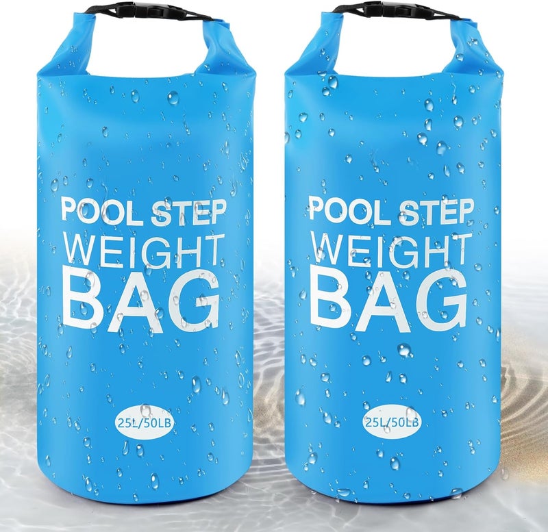 whumsdog وزن درجات السباحة 50LB 2 عبوة من وزن درجات السباحة العالمية 250D PVC مقاوم للماء لأوزان سلالم حمام السباحة غير قابلة للكسر لأكياس رمل سلالم حمام السباحة القابلة للطي (أزرق سماوي) - Image 1